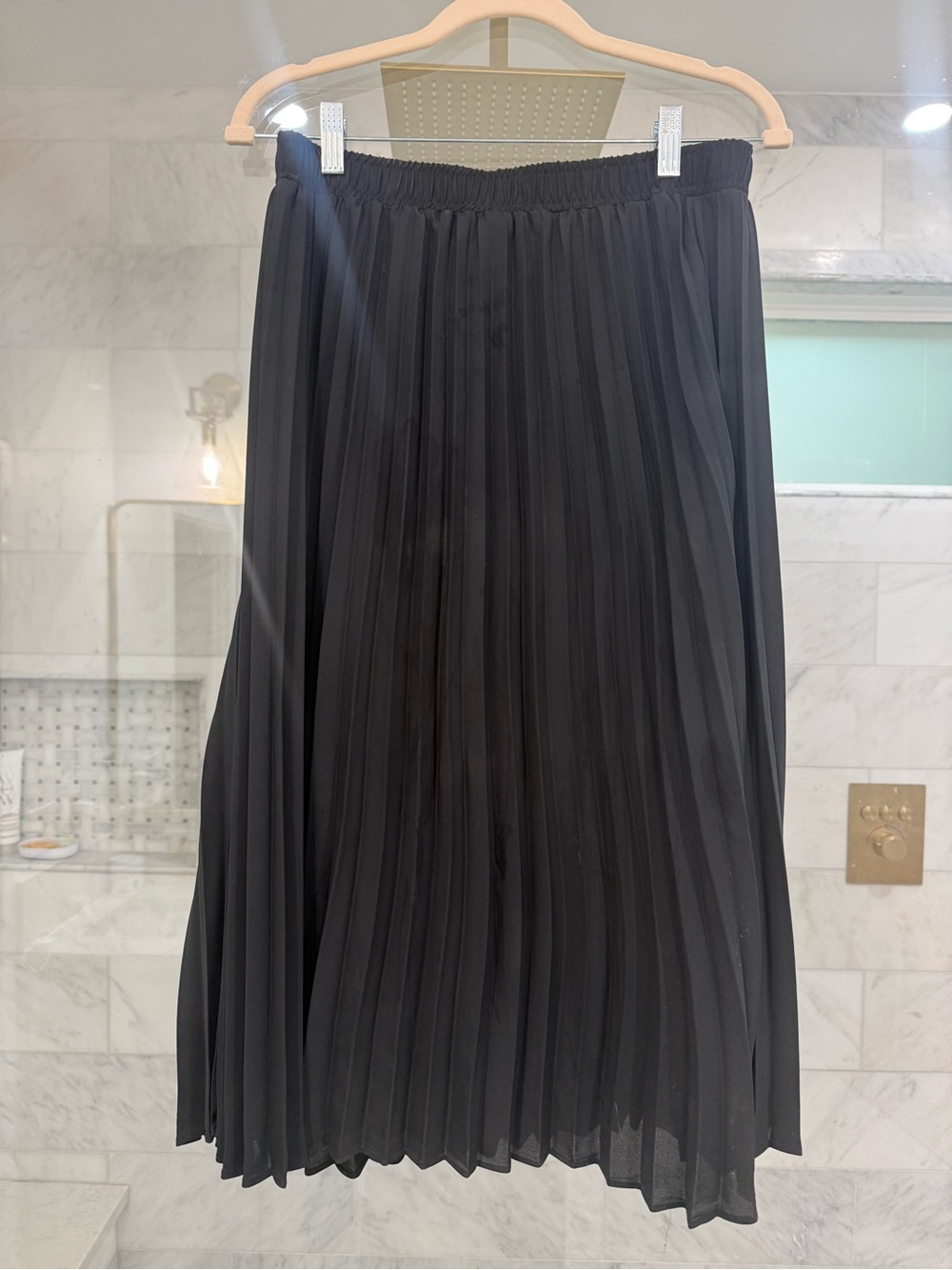 LOFT Black Pleated Midi Skirt - Flowing Silhouette